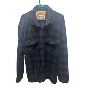 Juneau flannel Jacket shacket coat button up blue and black checks men's sz XXL